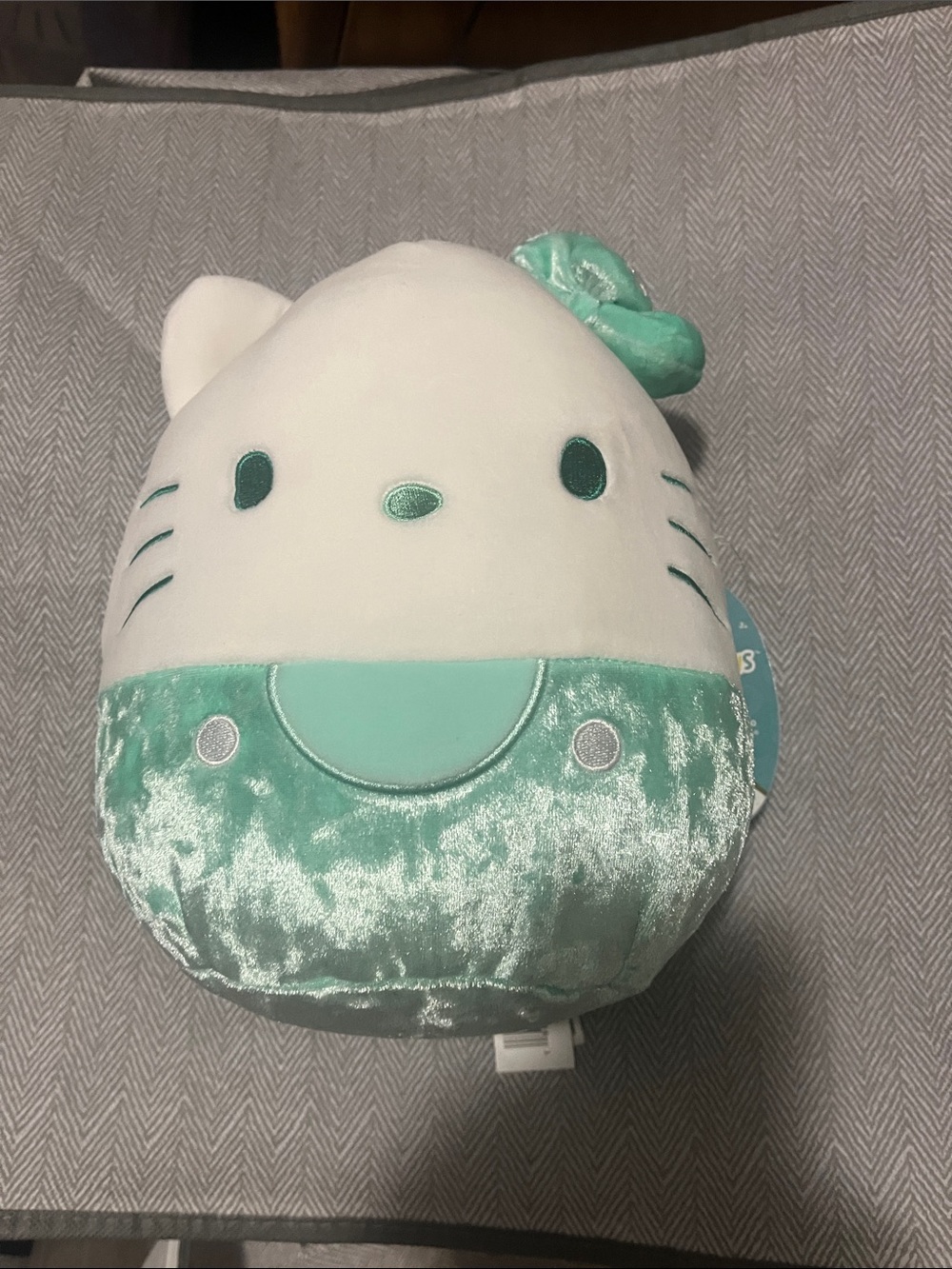 Squishmallows Hello Kitty Style Plush in White and Aqua